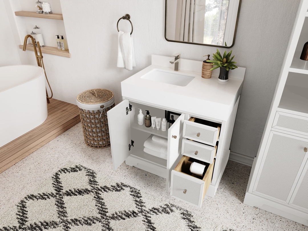 Manhattan 36 in. W x 22 in. D Left Offset Sink Bathroom Vanity