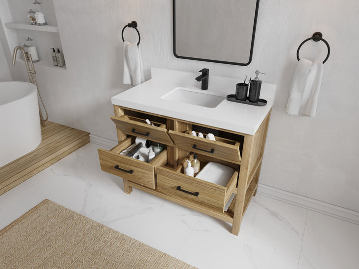 Parker Teak Wood 42 in. W x 22 in. D Single Sink Bathroom Vanity - photo 3