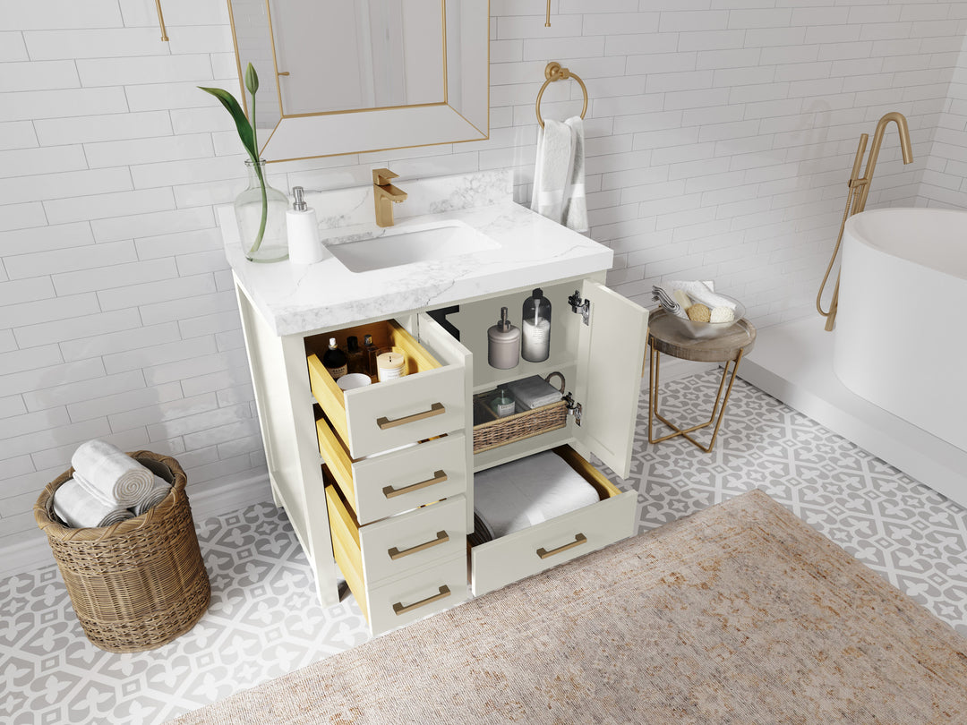 Malibu 36 in. W x 22 in. D Bathroom Vanity Center Sink 2