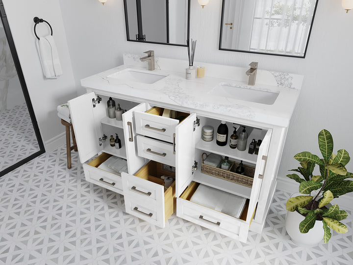 Boston 60 in. W x 22 in. D Double Sink Bathroom Vanity - photo 3