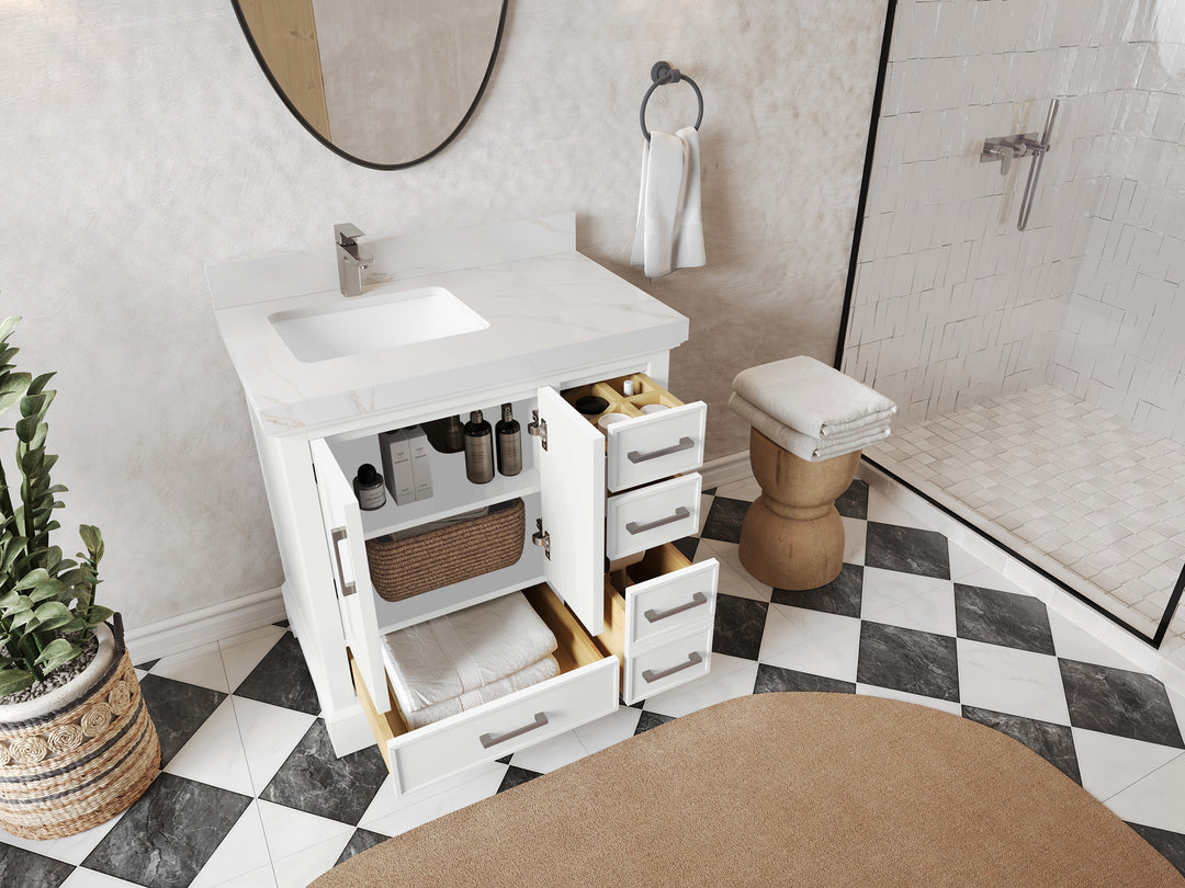 Charlotte 36 in. W x 22 in. D Left Offset Sink Bathroom Vanity