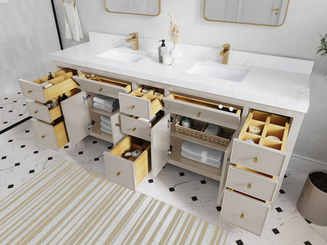 Sonoma 84 in W x 22 in D Free Standing Reeded Double Sink Bathroom Vanity