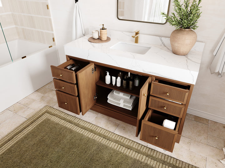 Manhattan Teak Wood 60 in. W x 22 in. D Single Sink Bathroom Vanity - photo 3