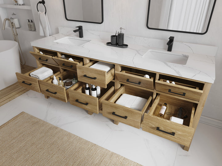 Parker Teak Wood 84 in. W x 22 in. D Double Sink Bathroom vanity with - photo 3