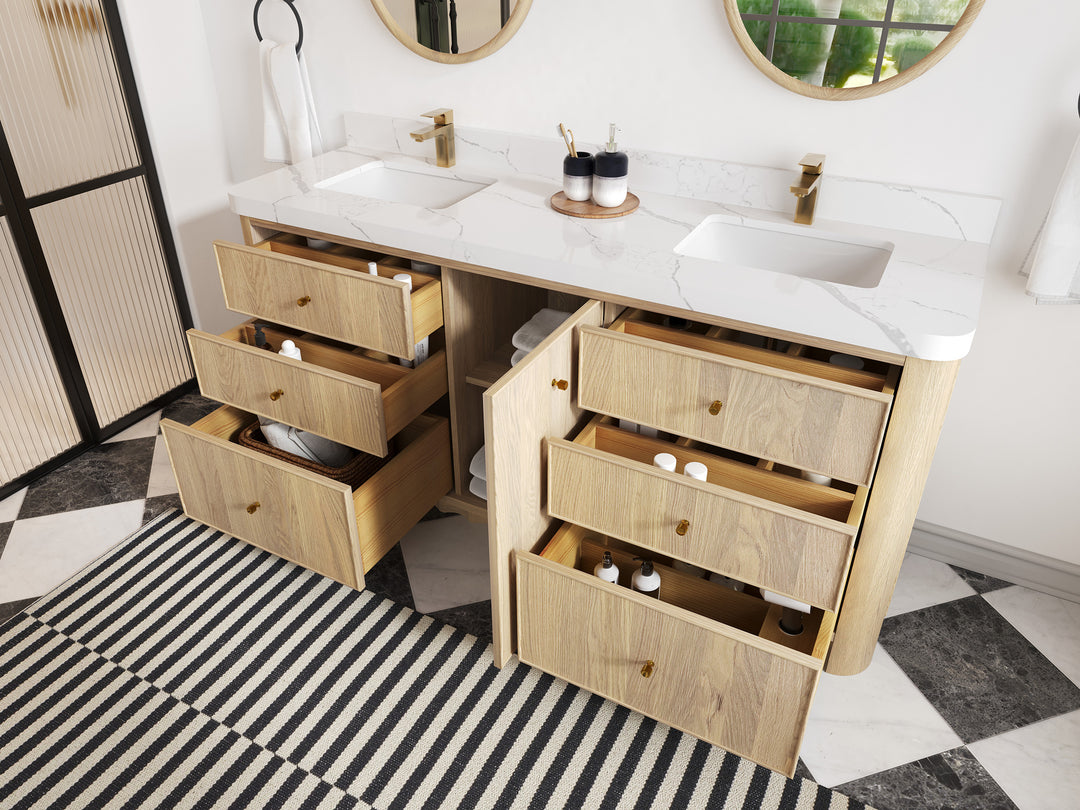 Orlando Oak 72 in. W x 22 in. D Double Sink Bathroom Vanity