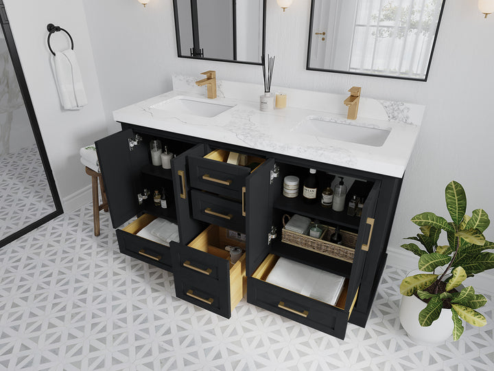 Boston 60 in. W x 22 in. D Double Sink Bathroom Vanity - photo 3