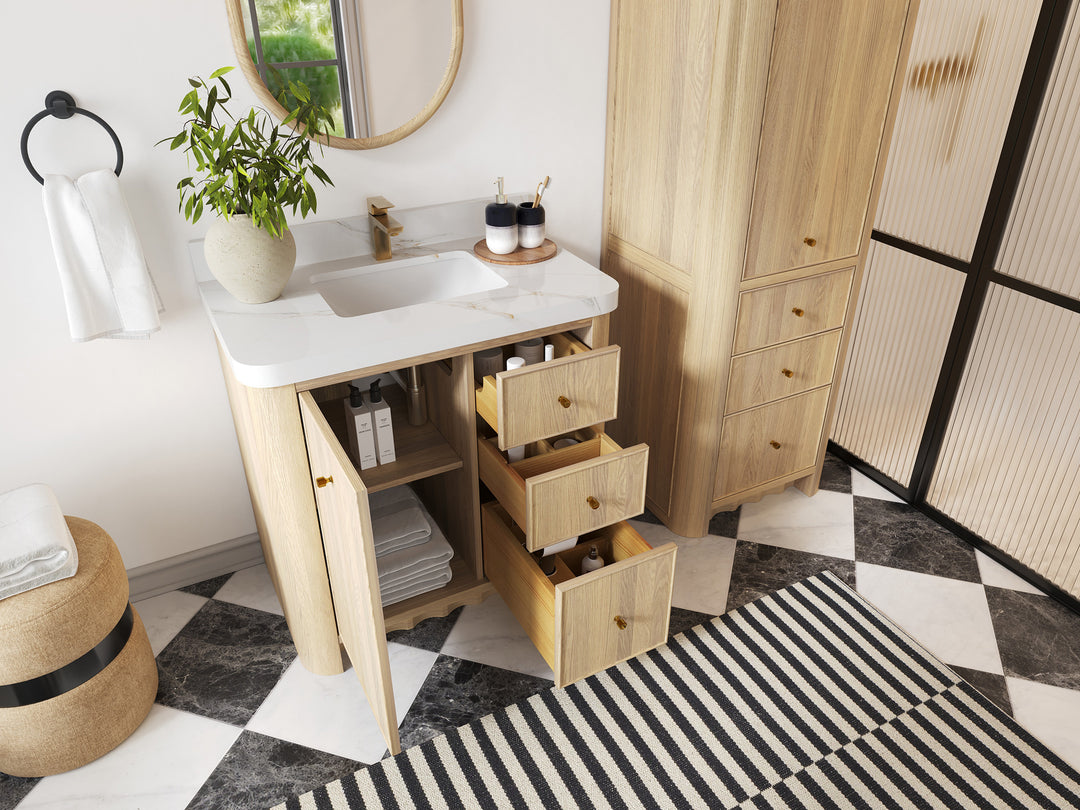 Orlando Oak 36 in. W x 22 in. D Center Sink Bathroom Vanity