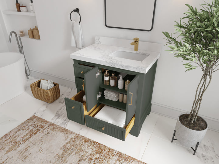 Alys 36 in. W x 22 in. D Right Offset Sink Bathroom Vanity - photo 3