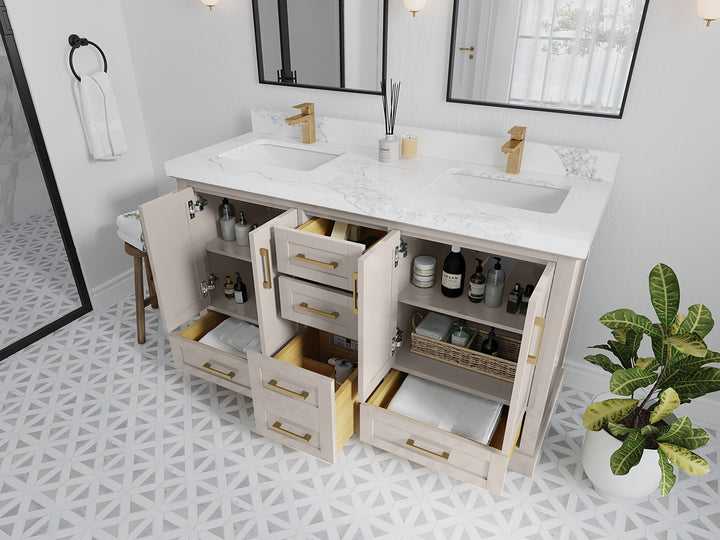 Boston 60 in. W x 22 in. D Double Sink Bathroom Vanity - photo 3