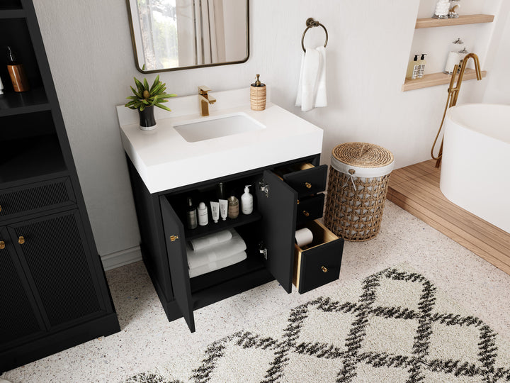 Manhattan 36 in. W x 22 in. D Center Sink Bathroom Vanity - photo 3