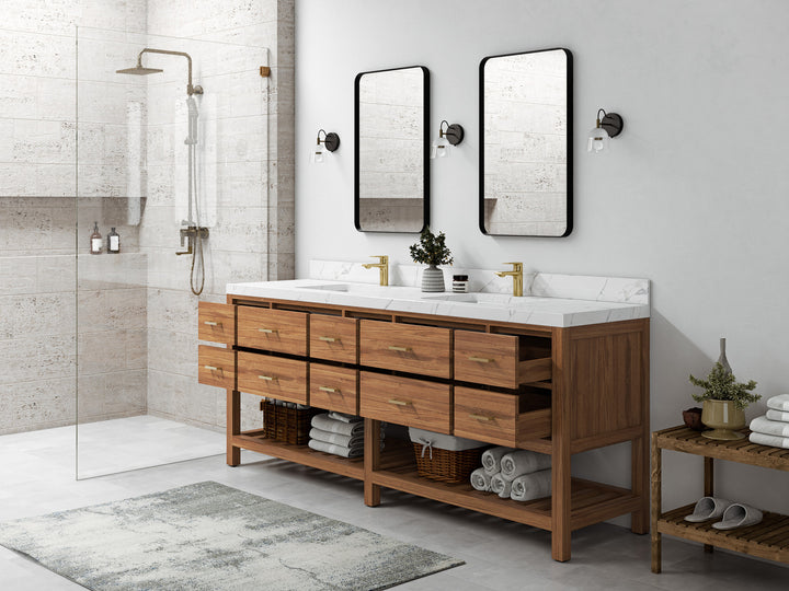 Parker Teak Wood 84 in. W x 22 in. D Double Sink Bathroom vanity with - photo 3