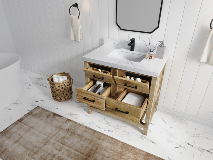 Parker Mango Wood 36 in. W x 22 in. D Center Sink Bathroom Vanity - photo 3