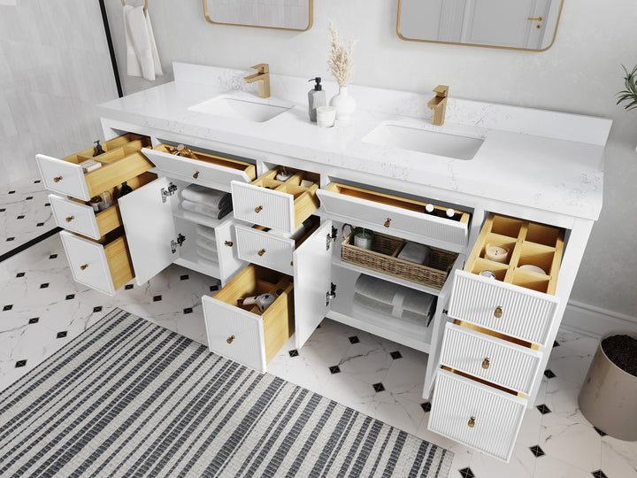 Sonoma 84 in W x 22 in D Free Standing Reeded Double Sink Bathroom Vanity - photo 3