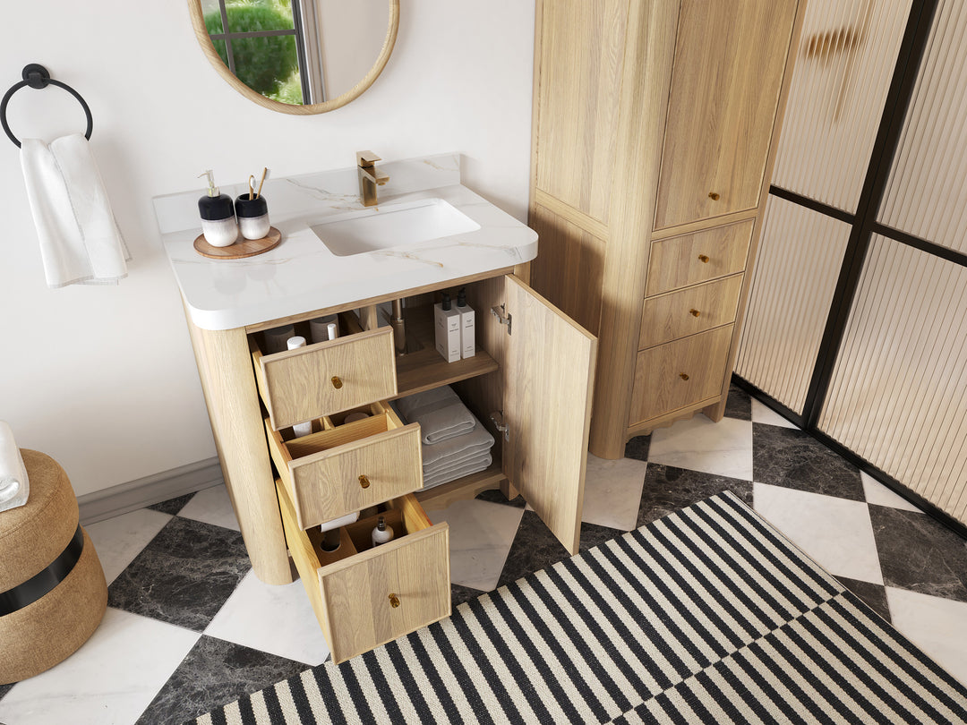 Orlando Oak 36 in. W x 22 in. D Right Offset Sink Bathroom Vanity