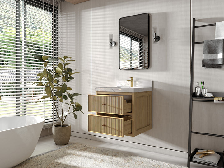 Sonoma Floating Teak 24 in. W x 22 in. D Single Sink Bathroom Vanity - photo 3