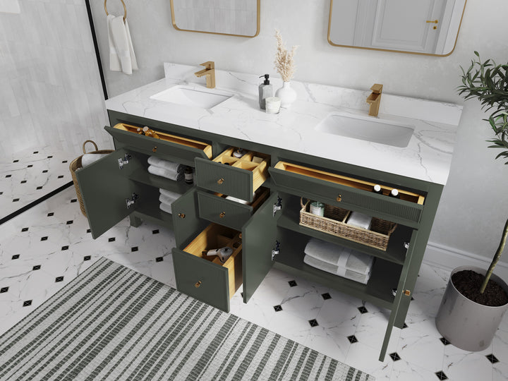 Sonoma 72 in W x 22 in D Free Standing Reeded Double Sink Bathroom Vanity - photo 3