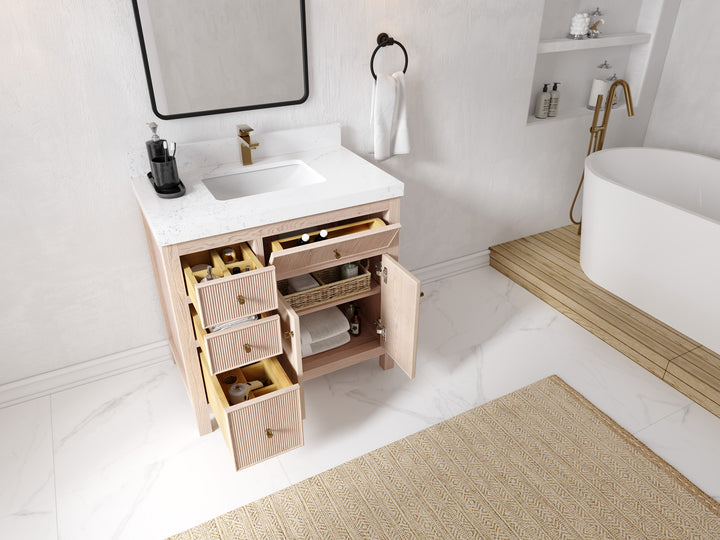 Sonoma White Oak 36 in. W x 22 in. D Center Sink Bathroom Vanity - photo 3