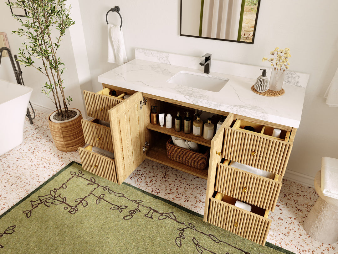 Pasadena White Oak 60 in. W x 22 in. D Single Sink Bathroom Vanity