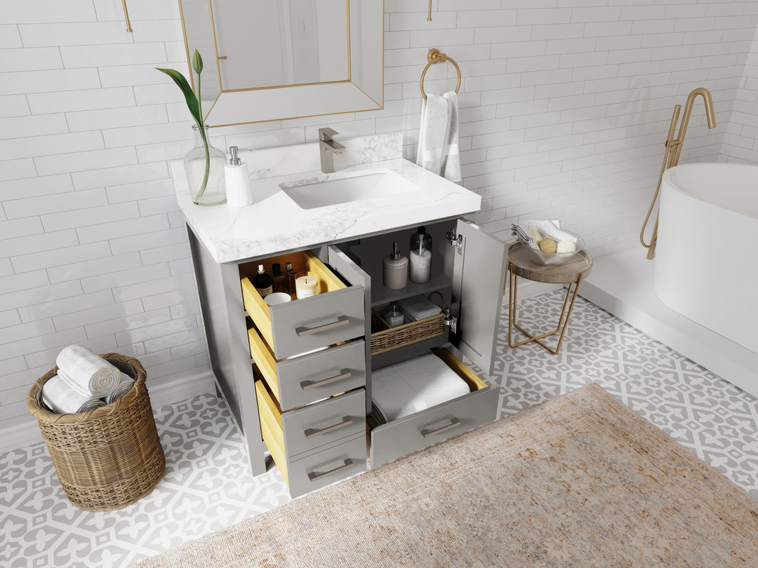 Malibu 36 in. W x 22 in. D Right Offset Sink Bathroom Vanity