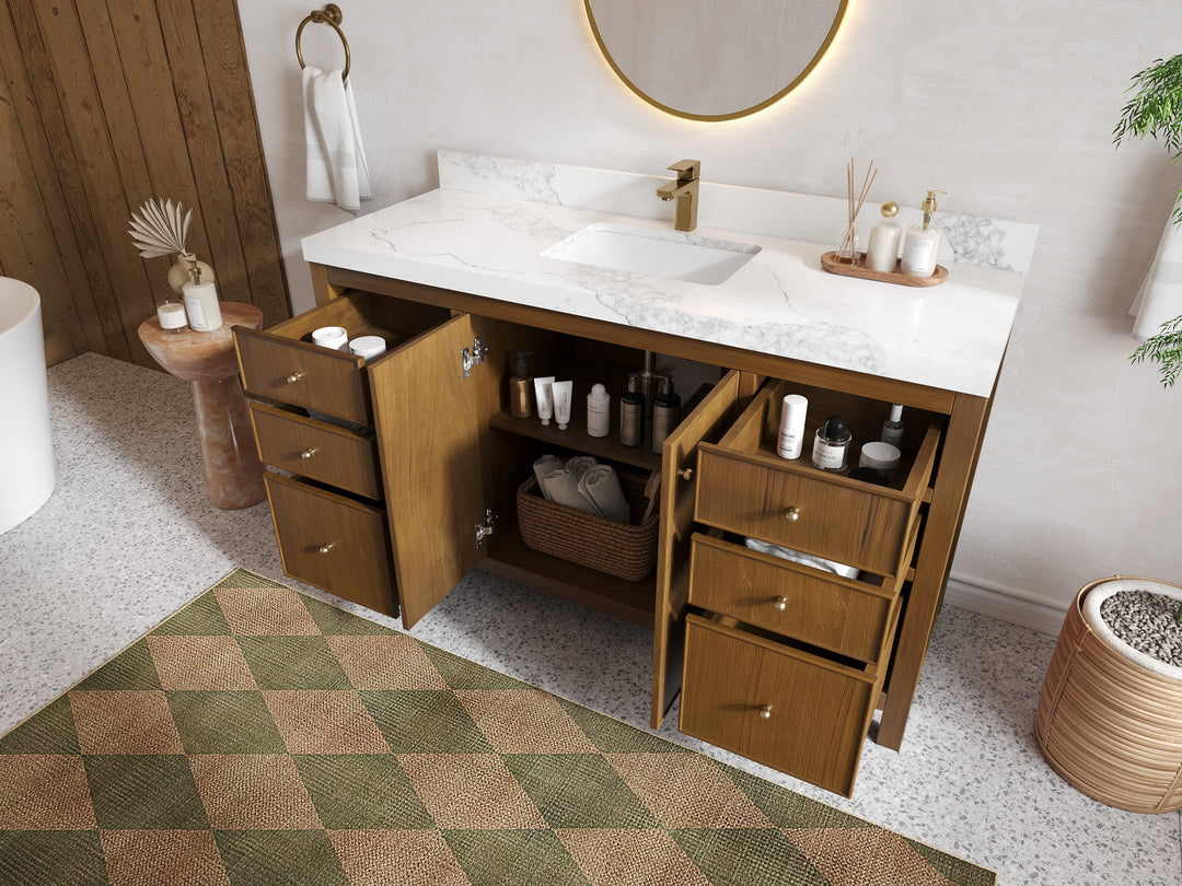 Chicago Teak 60 in. W x 22 in. D Single Sink Bathroom Vanity