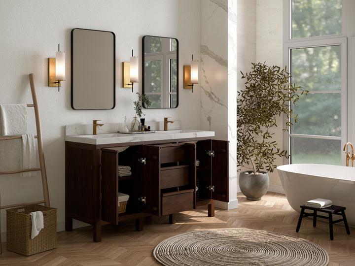 Elizabeth Teak Wood 60 in. W x 22 in. D Double Sink Bathroom Vanity - photo 3