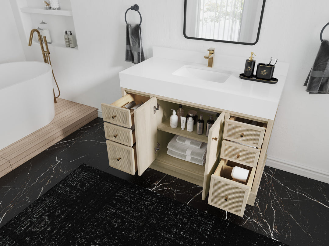 Manhattan White Oak 48 in. W x 22 in. D Single Sink Bathroom Vanity
