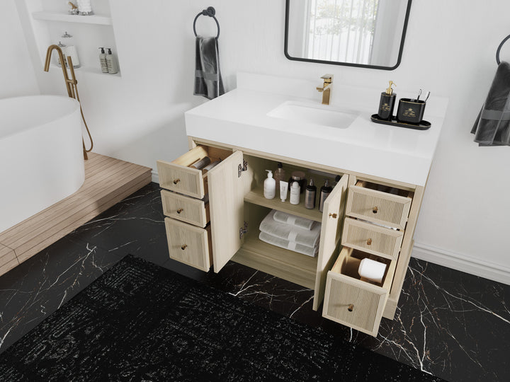 Manhattan White Oak 48 in. W x 22 in. D Single Sink Bathroom Vanity - photo 3