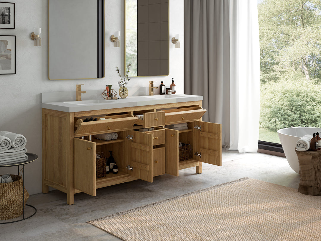 Sonoma Teak Wood 72 in. W x 22 in. D Double Sink Bathroom Vanity