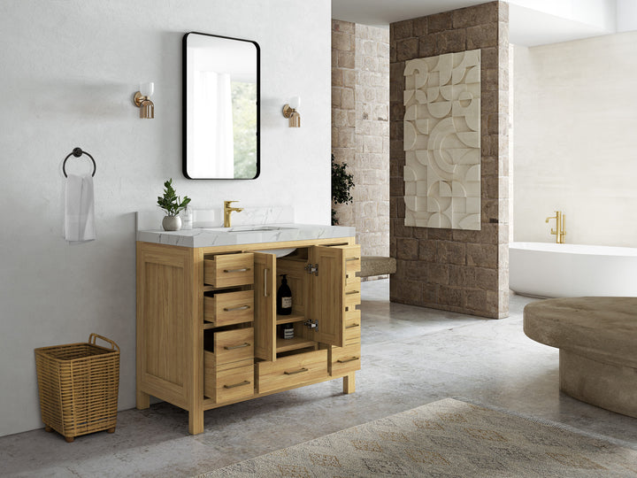 Malibu Teak Wood 42 in. W x 22 in. D Single Sink Bathroom Vanity - photo 7