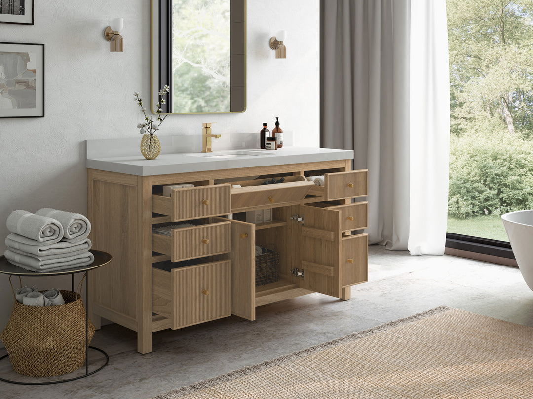 Sonoma Teak Wood 60 in. W x 22 in. D Single Sink Bathroom Vanity