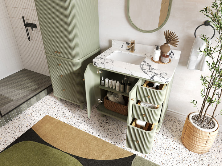 Miami 36 in. W x 22 in. D Left Offset Sink Bathroom Vanity - photo 3