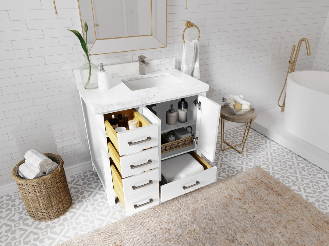 Malibu 36 in. W x 22 in. D Right Offset Sink Bathroom Vanity