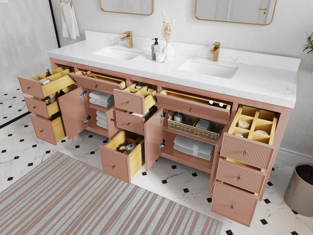 Sonoma 84 in W x 22 in D Free Standing Reeded Double Sink Bathroom Vanity