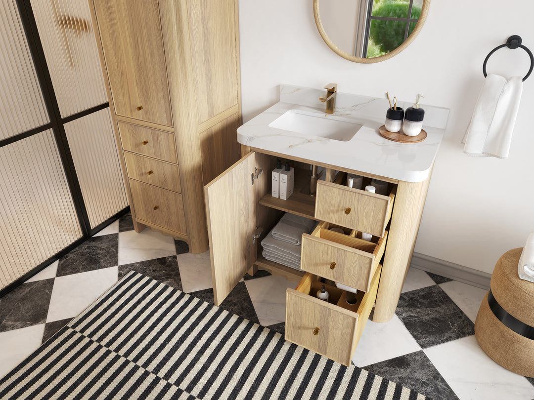 Orlando Oak 36 in. W x 22 in. D Left Offset Sink Bathroom Vanity