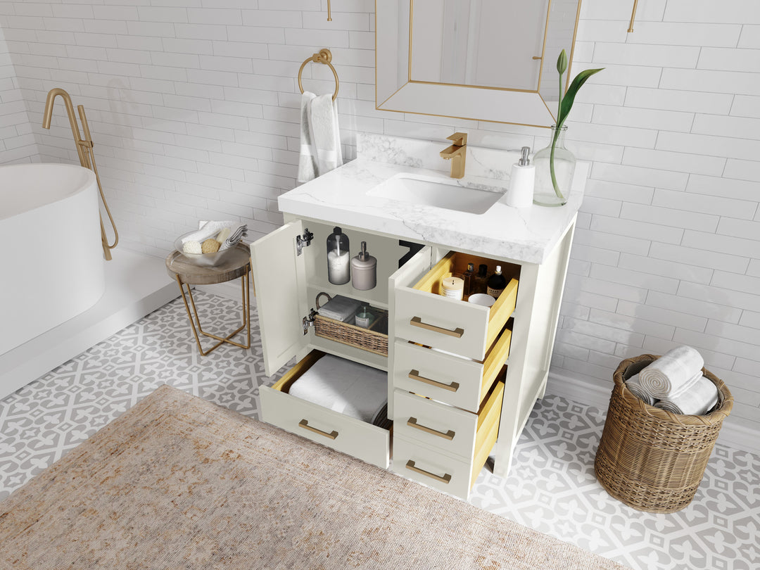 Malibu 36 in. W x 22 in. D Bathroom Vanity Center Sink