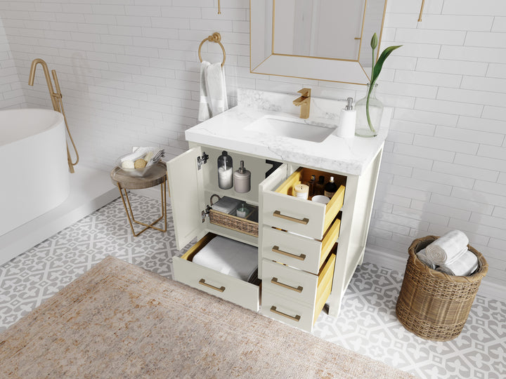 Malibu 36 in. W x 22 in. D Bathroom Vanity Center Sink - photo 3