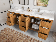 Atlanta Teak Wood 84 in. W x 22 in. D Double Sink Bathroom Vanity - photo 3