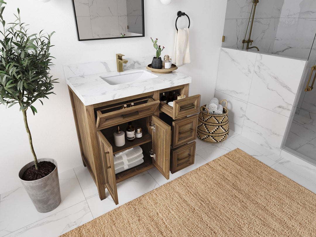 Santa Monica Teak Wood 36 in. W x 22 in. D Single Sink Bathroom Vanity