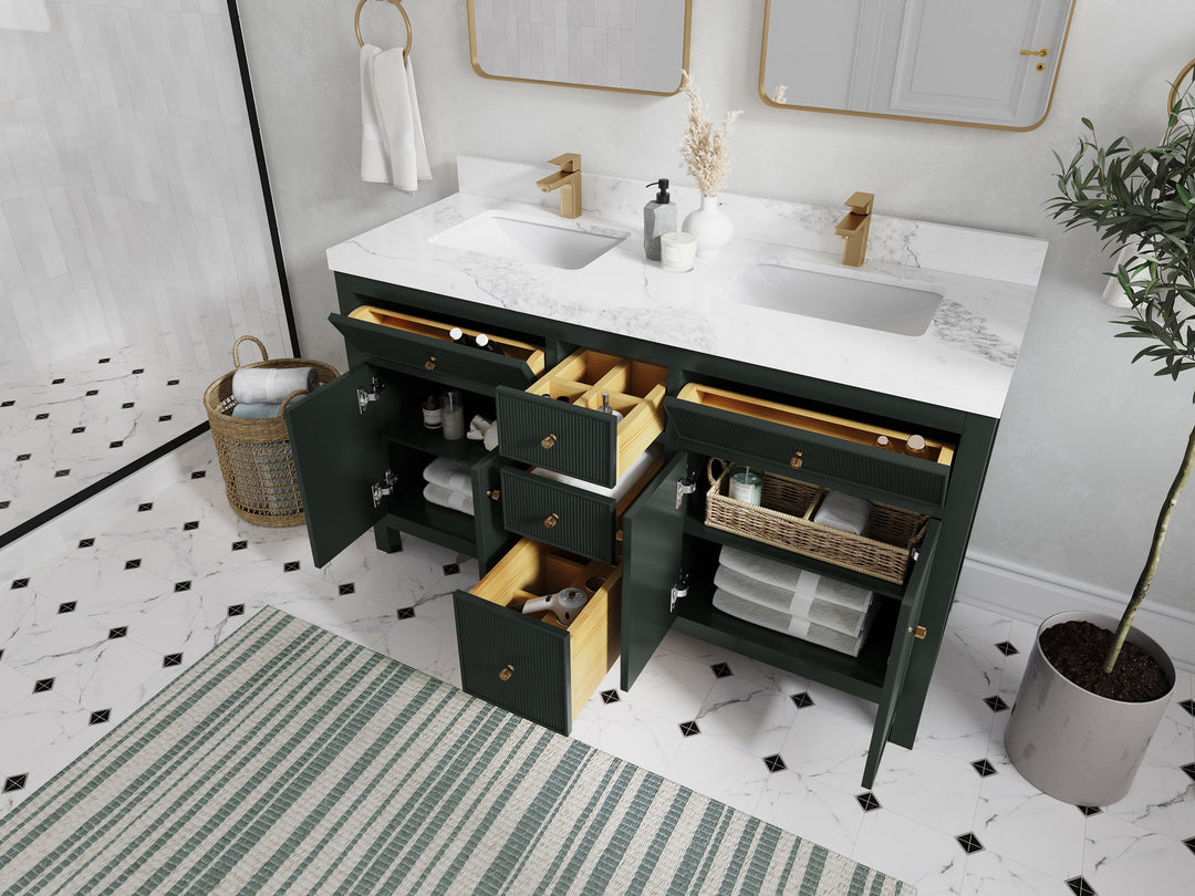 Sonoma 60 in W x 22 in D Free Standing Reeded Double Sink Bathroom Vanity