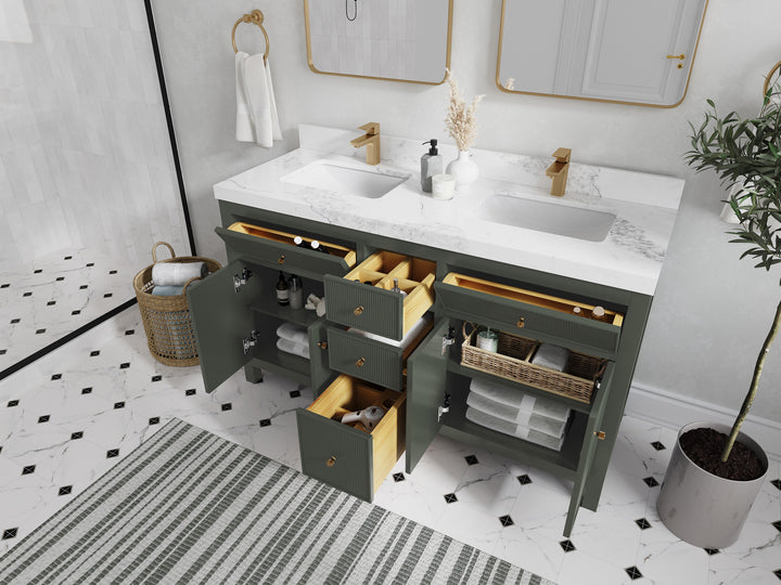Sonoma 60 in W x 22 in D Free Standing Reeded Double Sink Bathroom Vanity - photo 3