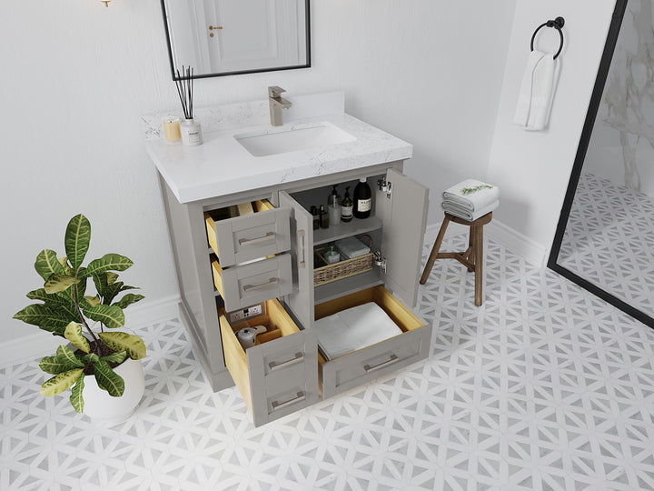 Boston 36 in. W x 22 in. D Right Offset Sink Bathroom Vanity - photo 3