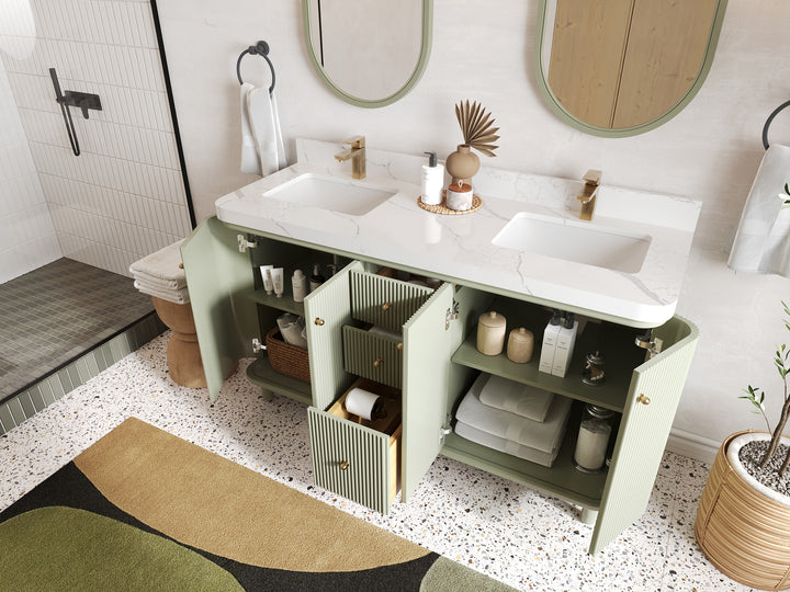 Miami 60 in. W x 22 in. D Double Sink Bathroom Vanity - photo 3