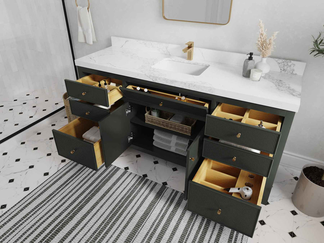 Sonoma 72 in W x 22 in D Free Standing Reeded Single Sink Bathroom Vanity
