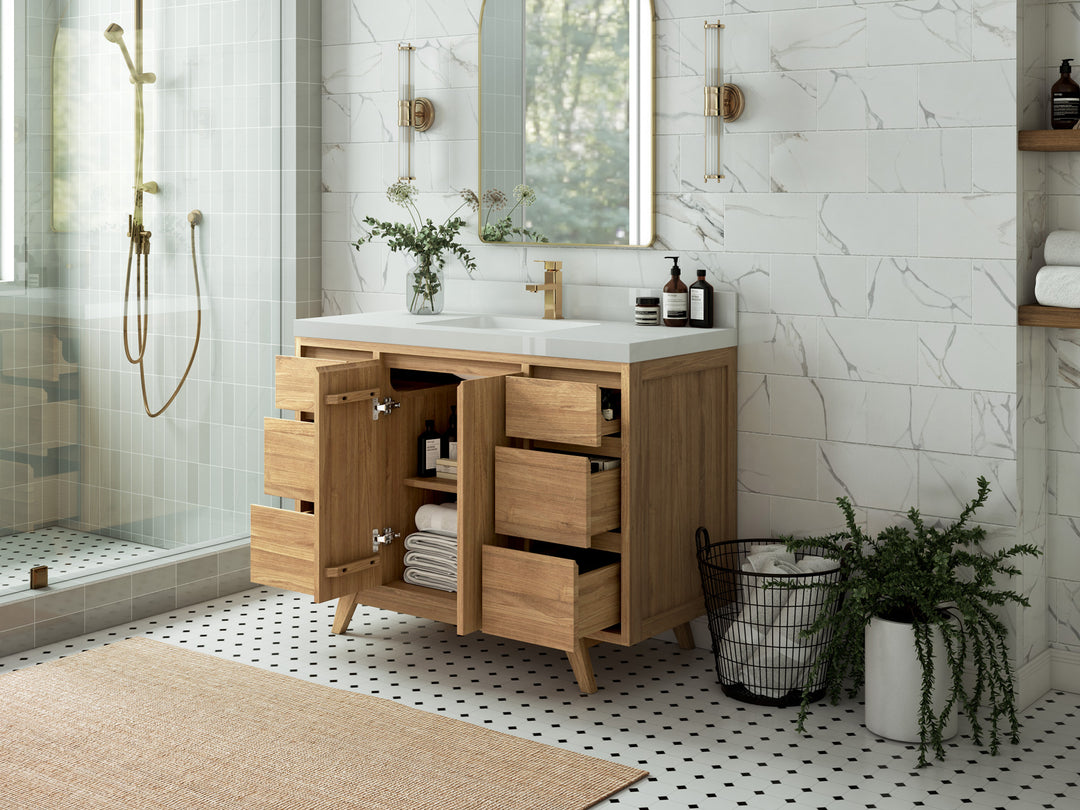 Madison Teak Wood 48 in. W x 22 in. D Single Sink Bathroom Vanity