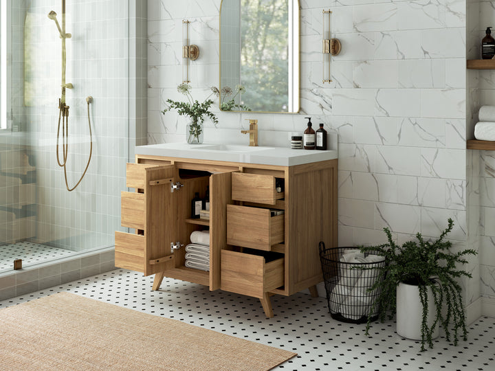 Madison Teak Wood 48 in. W x 22 in. D Single Sink Bathroom Vanity - photo 3