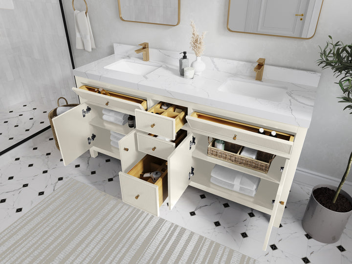 Sonoma 72 in W x 22 in D Free Standing Reeded Double Sink Bathroom Vanity - photo 3