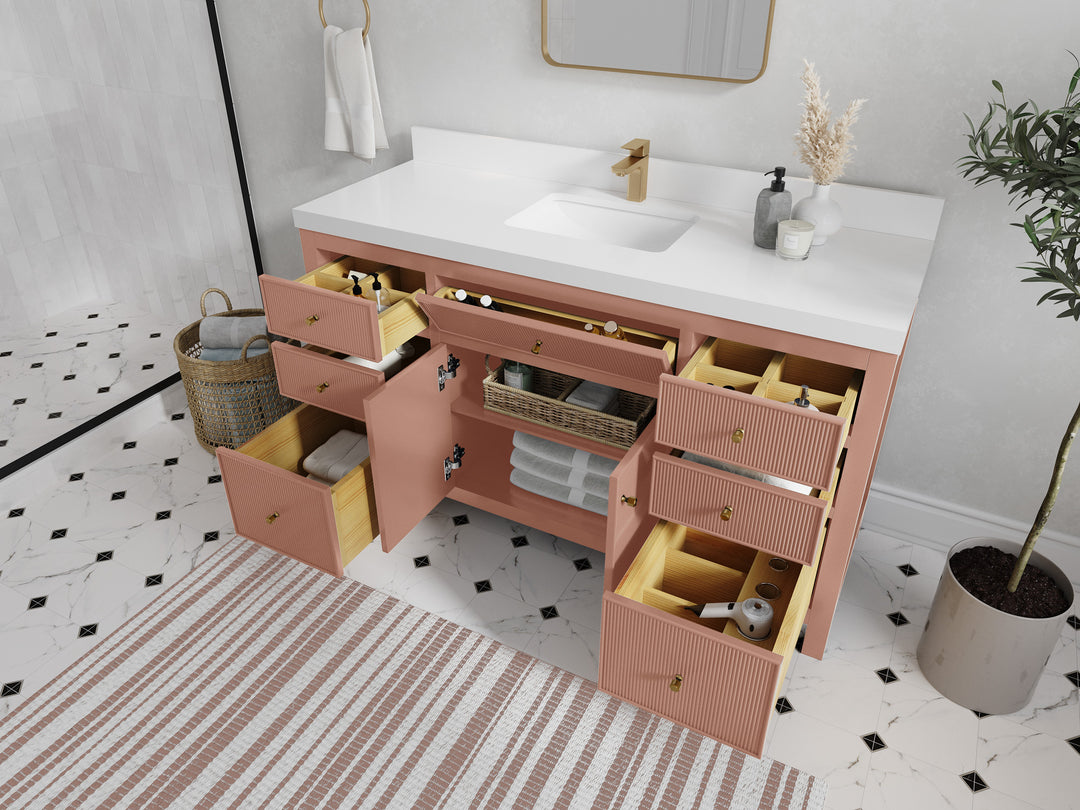 Sonoma 60 in W x 22 in D Free Standing Reeded Single Sink Bathroom Vanity