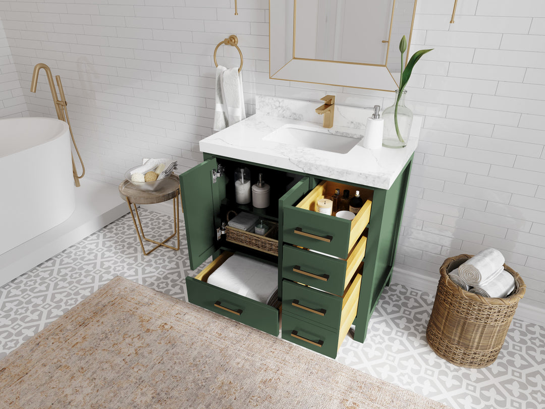 Malibu 36 in. W x 22 in. D Bathroom Vanity Center Sink