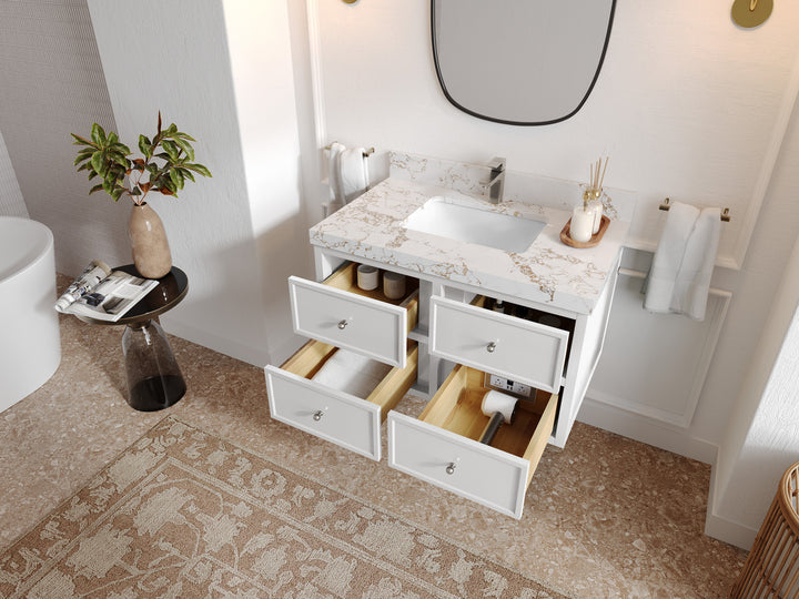 Roswell Floating 36 in. W x 22 in. D Center Sink Bathroom Vanity - photo 3