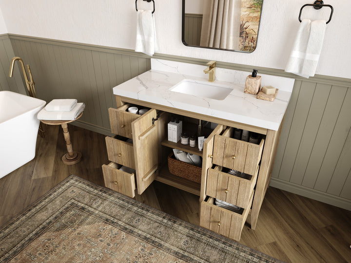 Atlanta Teak Wood 48 in. W x 22 in. D Single Sink Bathroom Vanity - photo 3